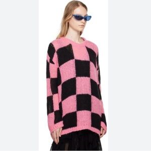 OPEN YY SSENSE Oversized Checkerboard Knit Sweater